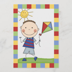 Invitación La figura muchacho del palillo con cumpleaños de