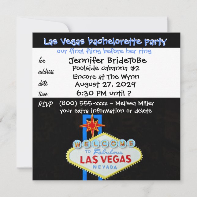 Invitación La final de Bachelorette de Las Vegas (Anverso)