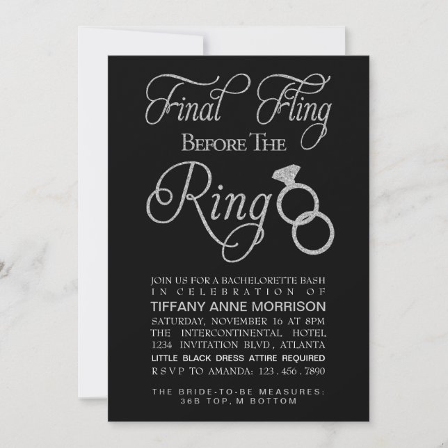 Invitación La final de la fiesta de Purpurina Faux Bacheloret (Anverso)