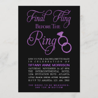 Invitación La final de la fiesta de Purpurina Faux Bacheloret