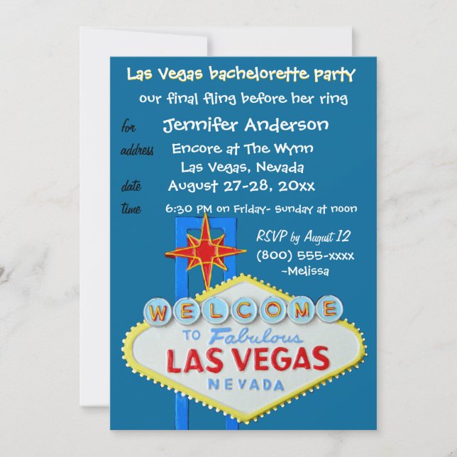 Invitación La final divertida en Las Vegas para ella (Anverso)
