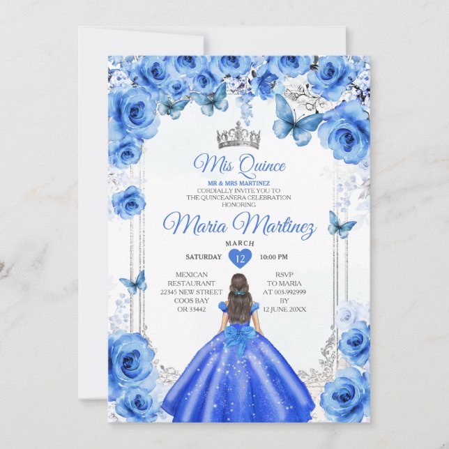 Invitación La flor azul elegante princesa siniestra (Anverso)