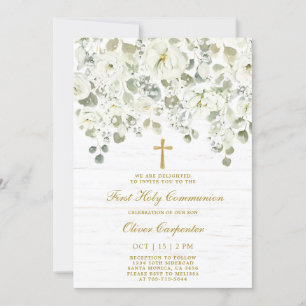 Invitación La flor blanca, primera comunión sagrada