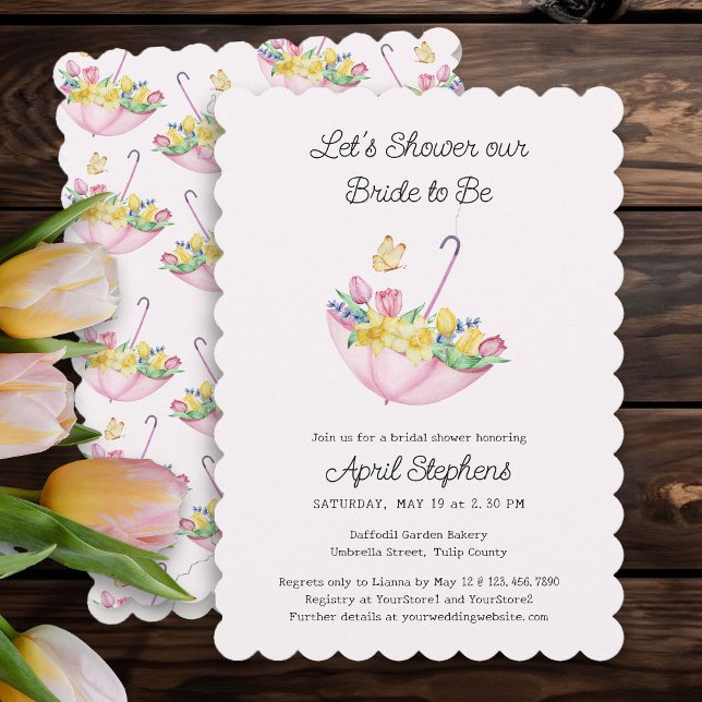 Invitación La flor de primavera ducha de novia rosa (Spring Flowers Pink Bridal Shower Invitation)