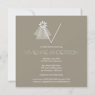 Invitación La flor del velo de la novia monograma