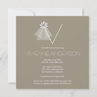 Invitación La flor del velo de la novia monograma