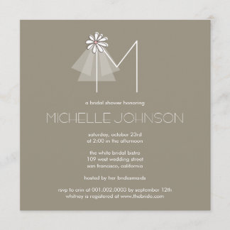 Invitación La flor del velo de la novia monograma