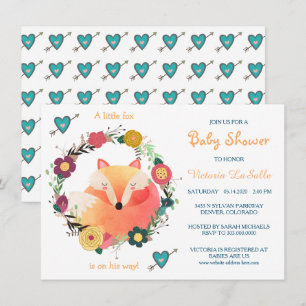 Invitación La flor floral de Fox Little Sleeping Wreath Baby 