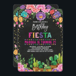 Invitación La flor mexicana floral de la fiesta de cumpleaños<br><div class="desc">Invitación del cumpleaños de la fiesta 
Atracción de las flores inspiradas mexicanas vibrantes de la acuarela,  de los succulents y de falso confeti del oro</div>