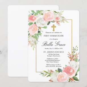 Invitación La flor rosa blanca se convierte en la primera inv