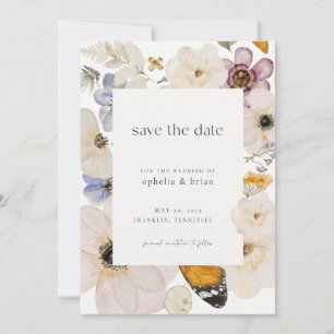 Invitación La flor seca apretada de Boho ahorra la fecha