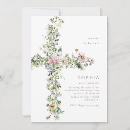Invitación La flor silvestre pradera cruza el bautismo cristi
