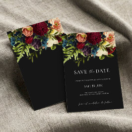Invitación La floral borgoña negra de Moody Wedding salva la 