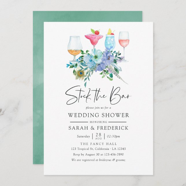 Invitación La floral de la Casa de la Moneda y del Boho Azul  (Anverso / Reverso)