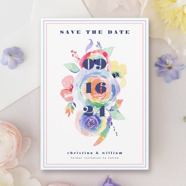 Invitación La floral moderna boda arcoiris LGBTQ salva la fec (Subido por el creador)