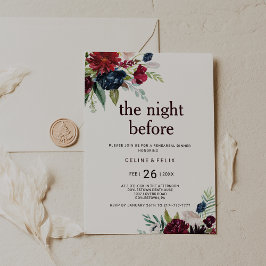 Invitación La floral moderna de Rubor de la Marina Borgoña la