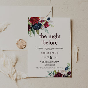 Invitación La floral moderna de Rubor de la Marina Borgoña la