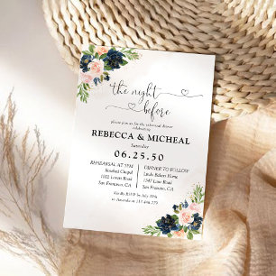 Invitación La floral rosa de la marina y Rubor la noche anter
