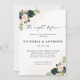 Invitación La floral rosa de la marina y Rubor la noche anter