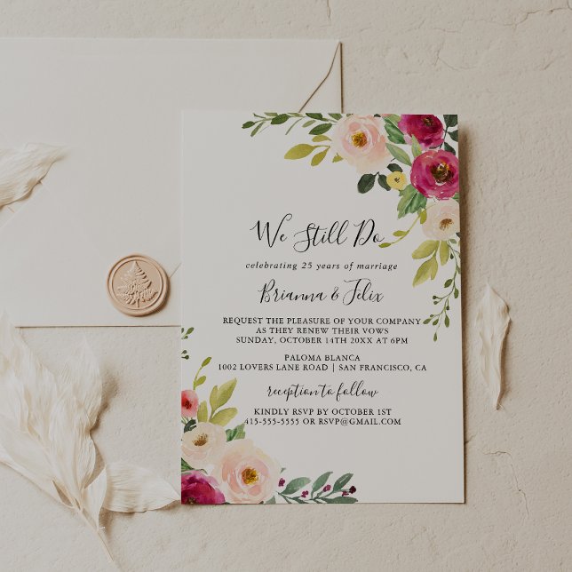 Invitación La floral rosa de Rubor verde todavía prometemos r (Subido por el creador)