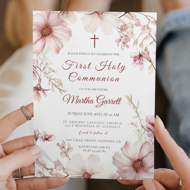 Invitación La Florencia De Cerezos Rosa Y Blanca Primera Comu (Subido por el creador)