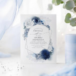 Invitación La florida floral azul y agitada ducha de novia mo<br><div class="desc">Flores azules y azul marino suaves polvorientas invitaciones a la ducha de novia</div>