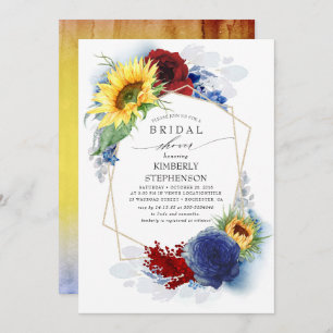 Invitación La florida floral azul y agitada ducha de novia mo