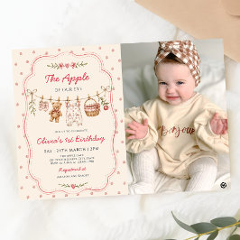 Invitación La foto de cumpleaños de la ropa tendida La manzan