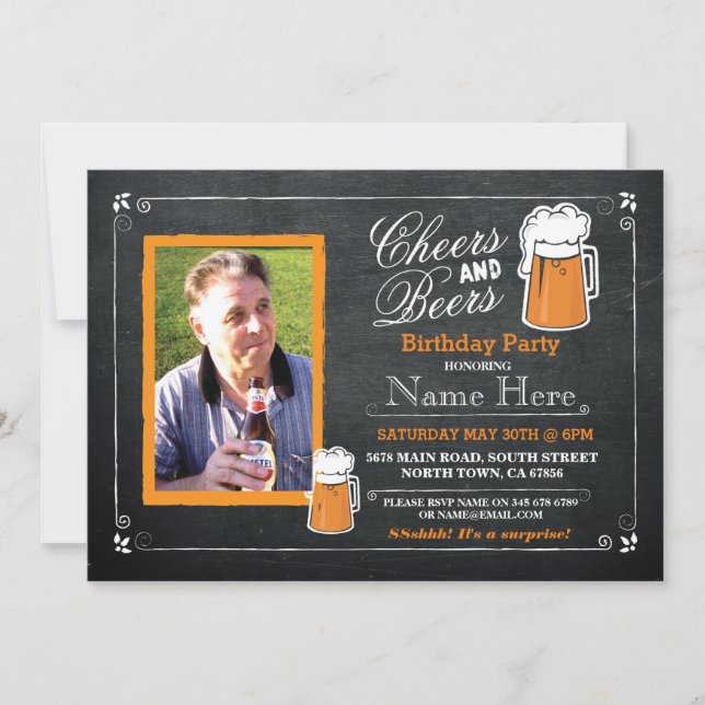 Invitación La foto de la cerveza de la fiesta de cumpleaños (Anverso)