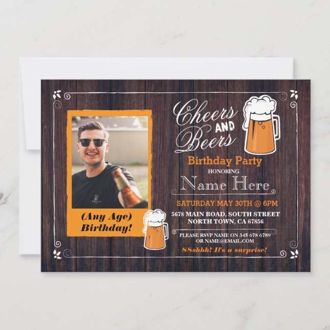 Invitación La foto de la cerveza de la fiesta de cumpleaños (Anverso)