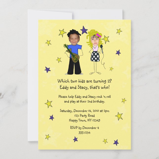 Invitación La foto de la fiesta de cumpleaños de Rockstar (Anverso)