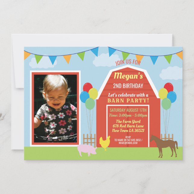 Invitación La foto de la fiesta de cumpleaños invita al (Anverso)