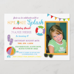 Invitación La foto del chapoteo del cumpleaños de la natación