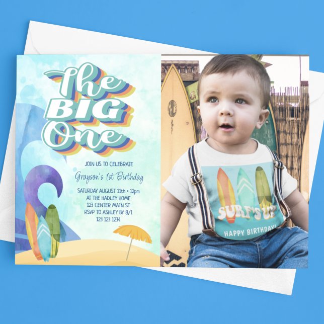 Invitación La foto del primer cumpleaños de Big One Surf Beac (Subido por el creador)