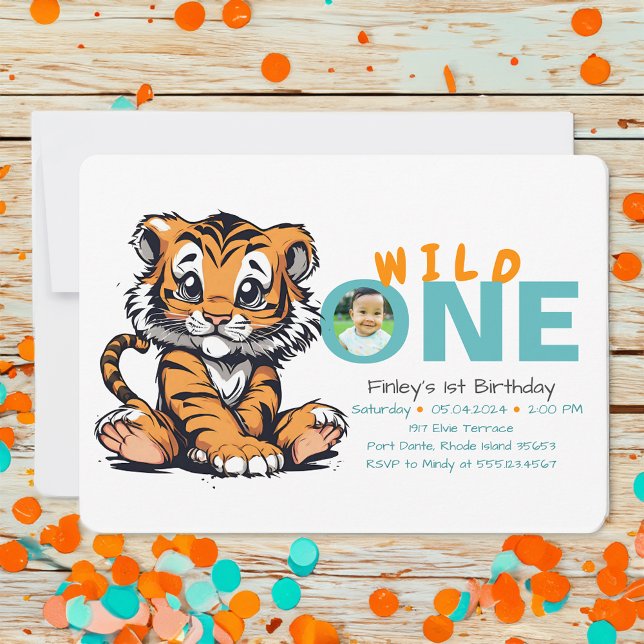 Invitación La foto del primer cumpleaños del tigre salvaje de (Subido por el creador)