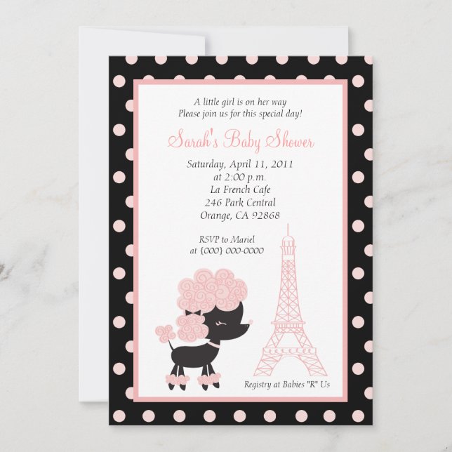 Invitación La FRANCÉS ROSADO 5x7 Baby Shower del la de Ooh (Anverso)