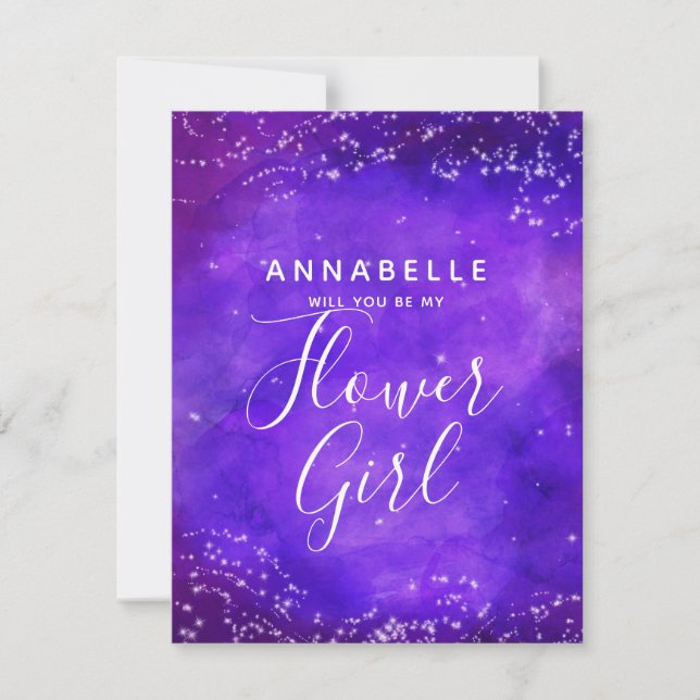 Invitación La Galaxia De Noche Estelar Será Mi Niña Flor (Anverso)