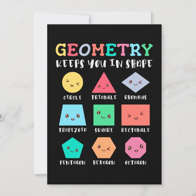 Invitación La geometría le mantiene en forma, formas geométri (Anverso)