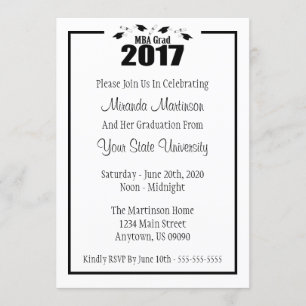 Invitación La graduación 2017 del graduado de MBA invita (los