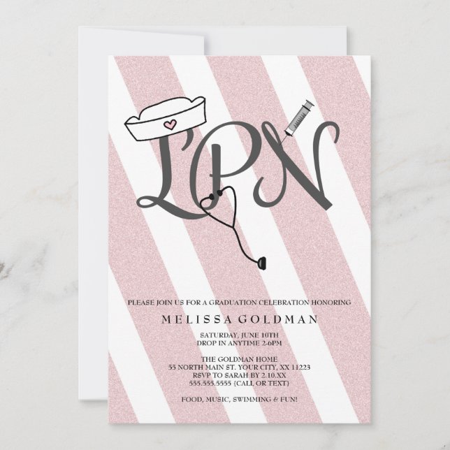 Invitación La graduación de enfermeras de LPN invita al purpu (Anverso)