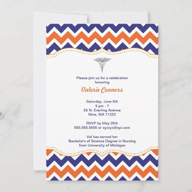 Invitación La graduación de la enfermera de Chevron del (Anverso)
