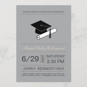 Invitación La graduación del casquillo y del diploma del