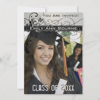 Invitación La graduación elegante enrrollada negra de los