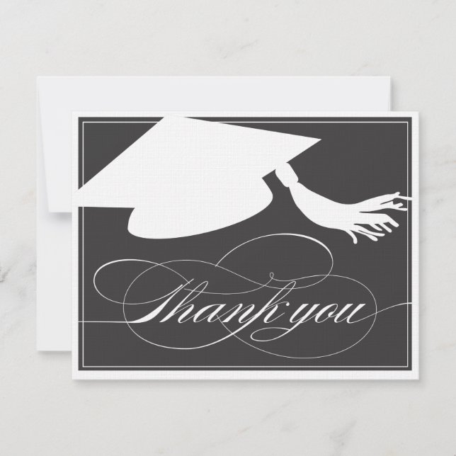 Invitación La graduación le agradece negro plano de la (Anverso)