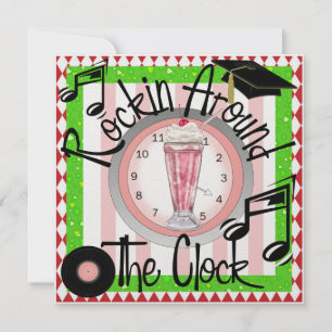 Invitación La graduación Rockin' alrededor del Fiesta del rel