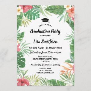 Invitación La graduación tropical de la flora del verano de