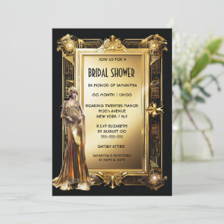Invitación La gran cosecha de gatsby art deco Flapper bride v