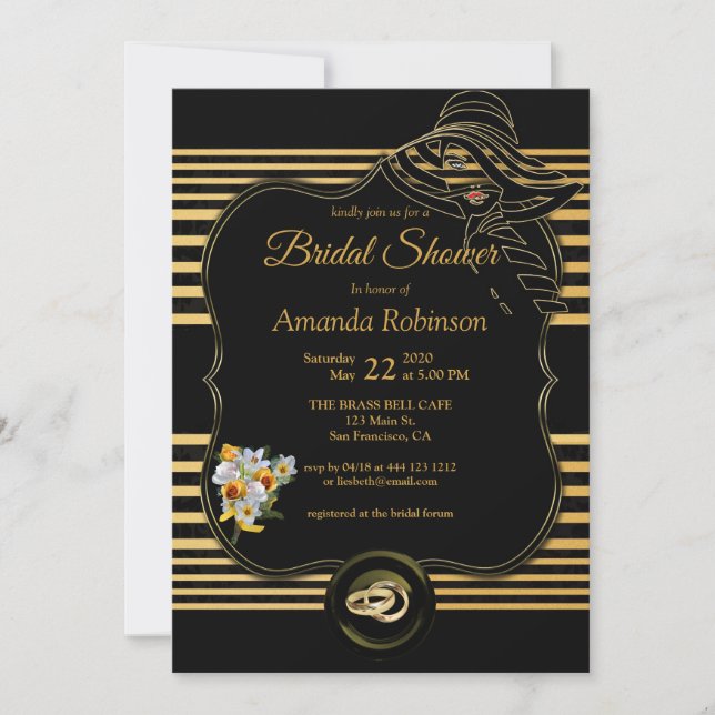 Invitación La Gran Ducha Bridal De Gatsby (Anverso)