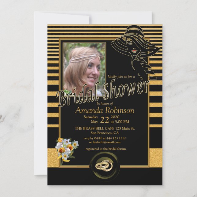 Invitación La Gran Ducha Bridal De Gatsby (Anverso)