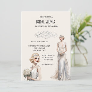 Invitación La gran ducha de novia Gatsby marfil blanco